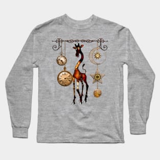 Funny cute steampunk giraffe Long Sleeve T-Shirt